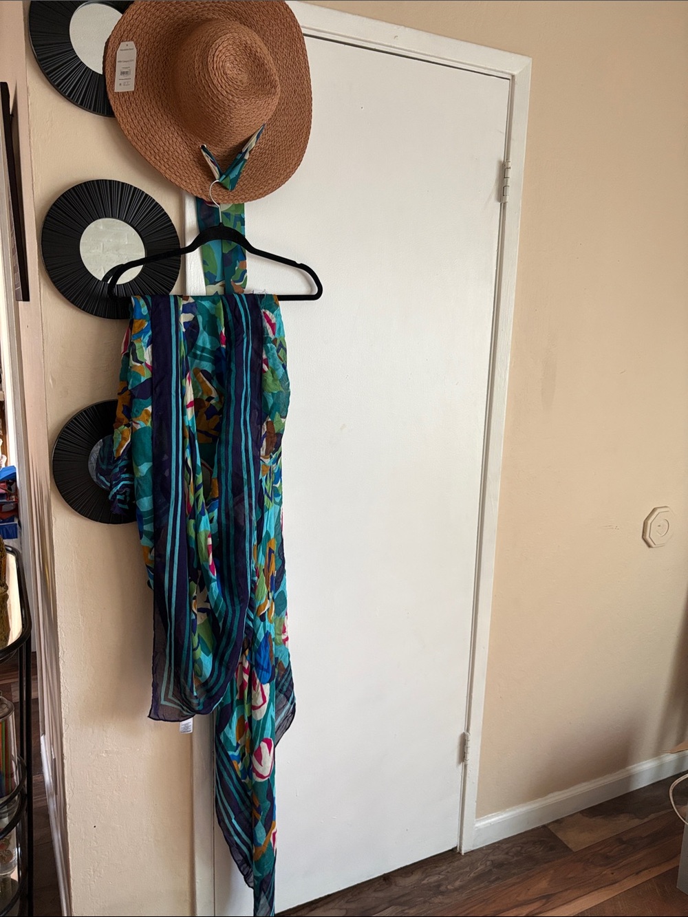 Time and Tru Teal and Blue Asymmetrical Halter Maxi Dress